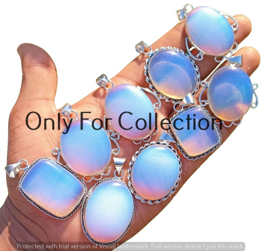 925 Sterling Silver Plated Opalite Gemstone Pendant Lot Wholesale Jewelry