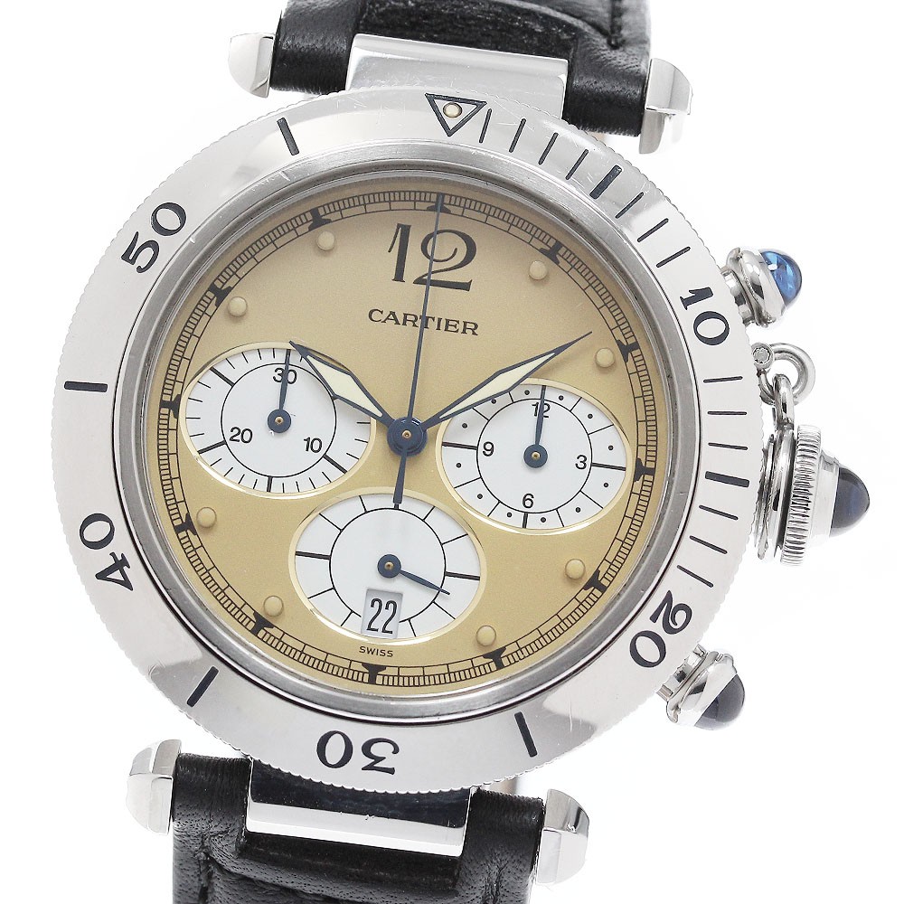 CARTIER Pasha 38MM W3100355 Chronograph Beige / white Dial Quartz Men’s_965687
