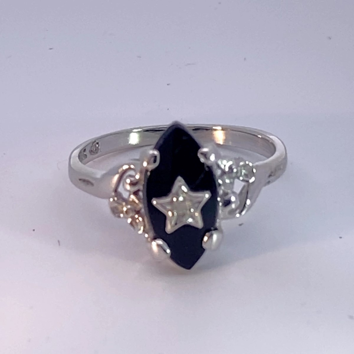 Synthetic Onyx Lady’s Stone & Diamond Ring .005 CT. 14K White Gold 2 (KS1024190)