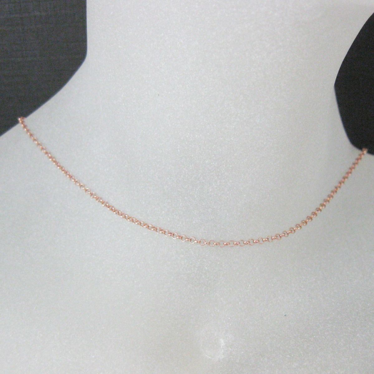 Rose Gold plated Sterling Silver Necklace, Bracelet, Anklet-1mm Rolo Chain-7-36″