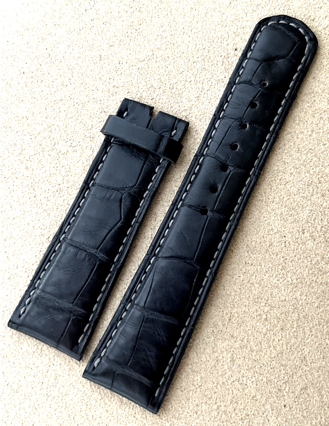 A. Lange & Söhne Watch Strap 20 x 18 Matt Dark Charcoal Gray Crocodile Authentic