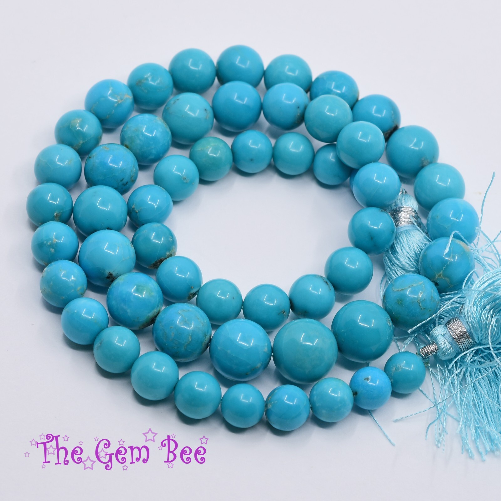 6.8-10.6MM Sleeping Beauty Turquoise Light Blue Smooth Round Rondelle 17.5 inch