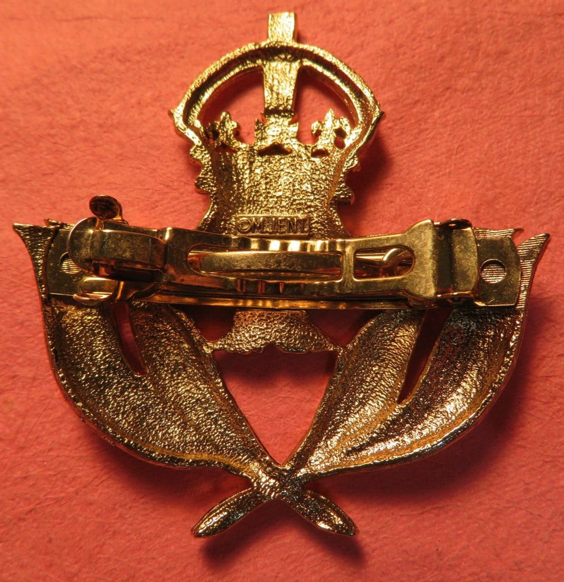 Vintage M.J.ENT Gold Tone Hair Clip Barrette Crown Eagle & Palms