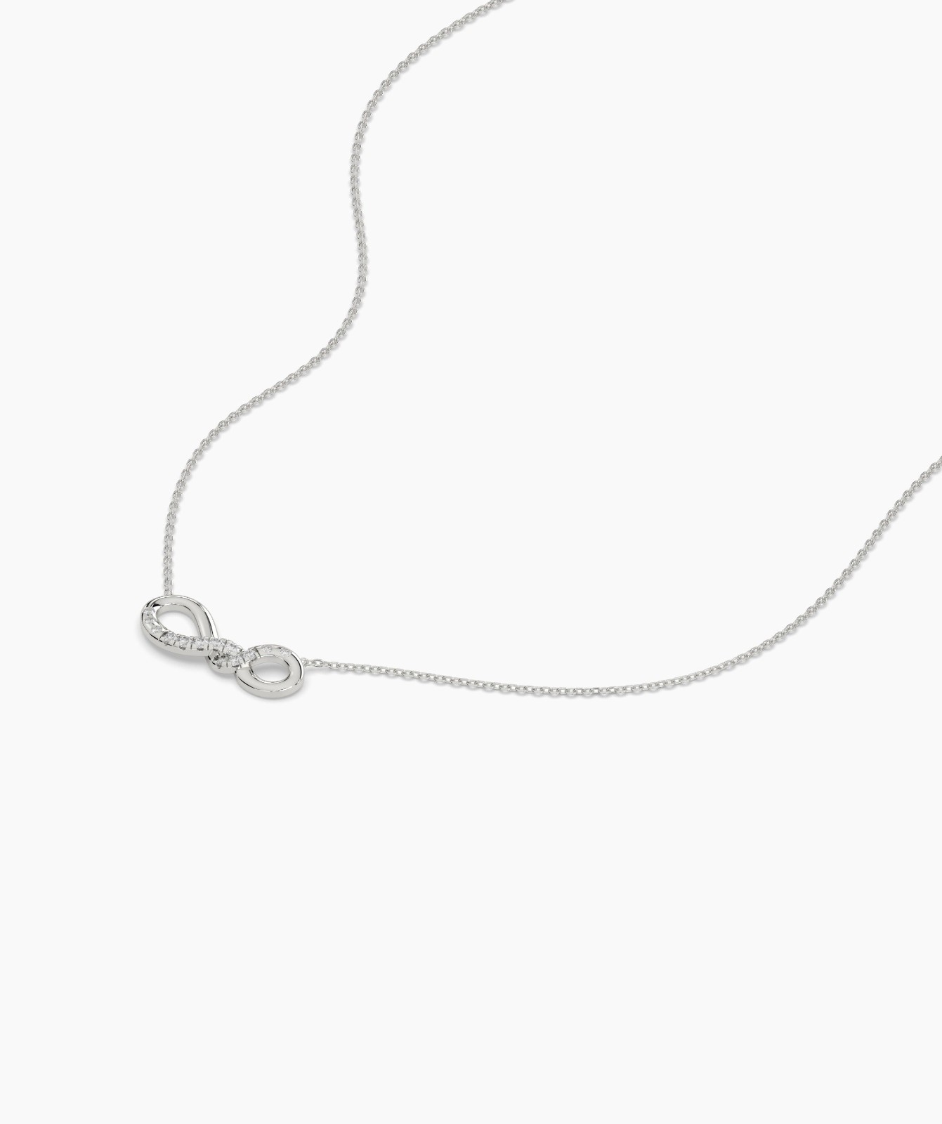 14K Gold Round E-F/VVS-VS Lab Grown Diamond Horizontal Infinity Pendant Necklace