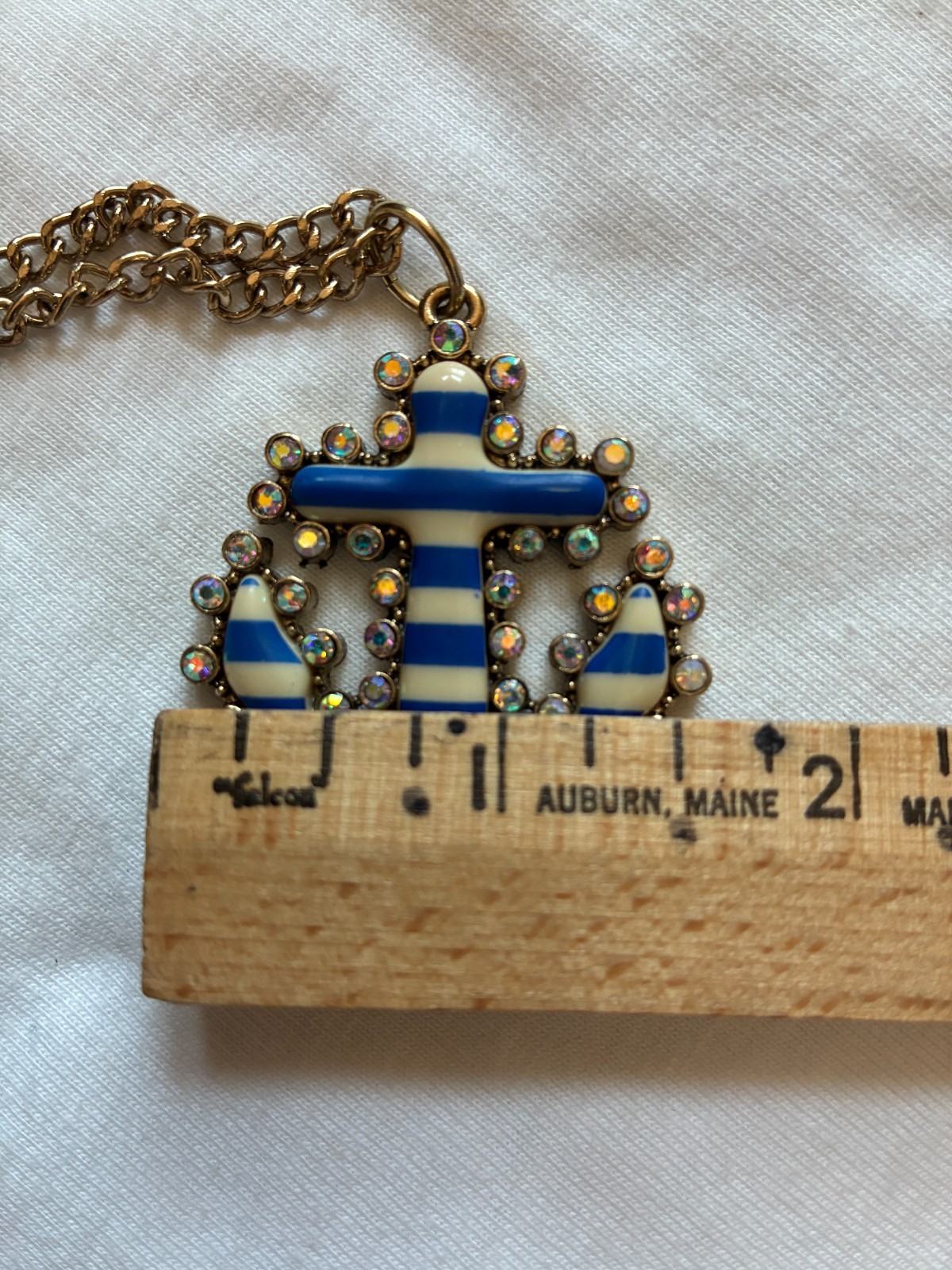 Betsey Johnson Necklace Bracelet Nautical Statement Anchor Charms Pearl BJ141