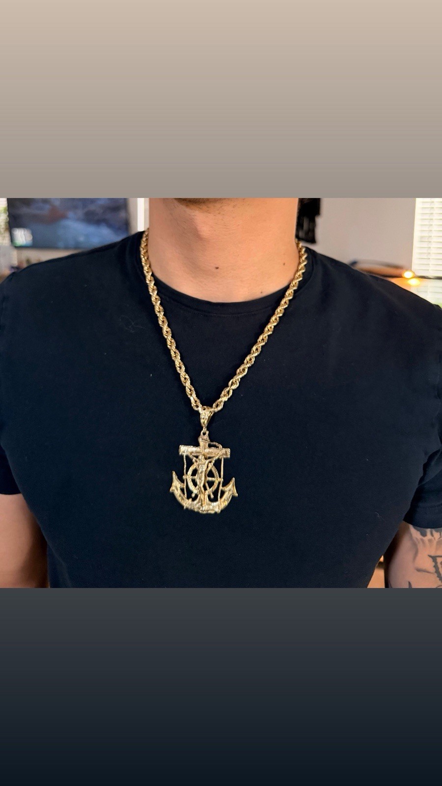 Xl 10k Yellow Gold Religious Anchor Cross Pendant Charm 14.4 grams