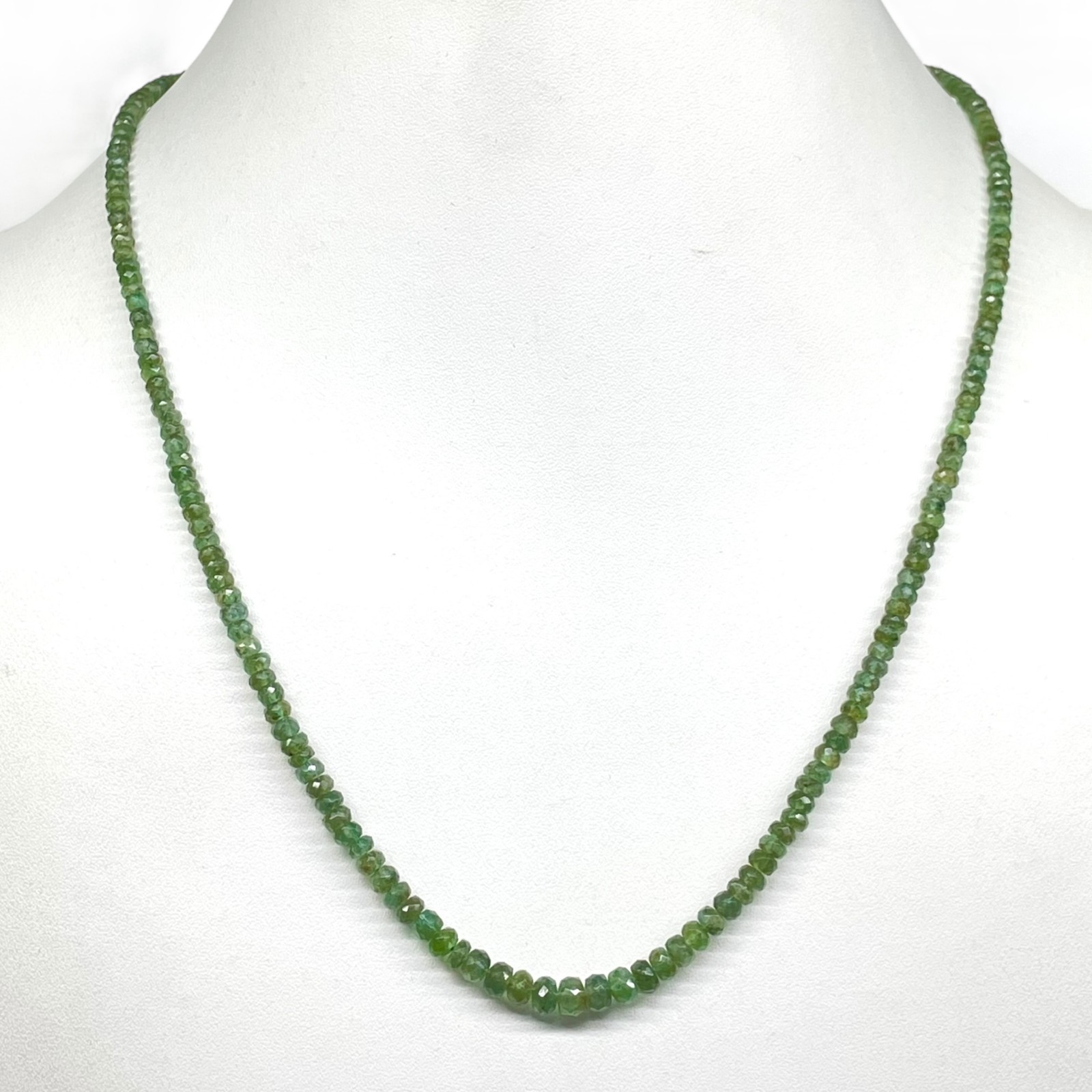 Natural Zambian Emerald Necklace Strand Untreated Faceted Beads 925 Clasp 18 In