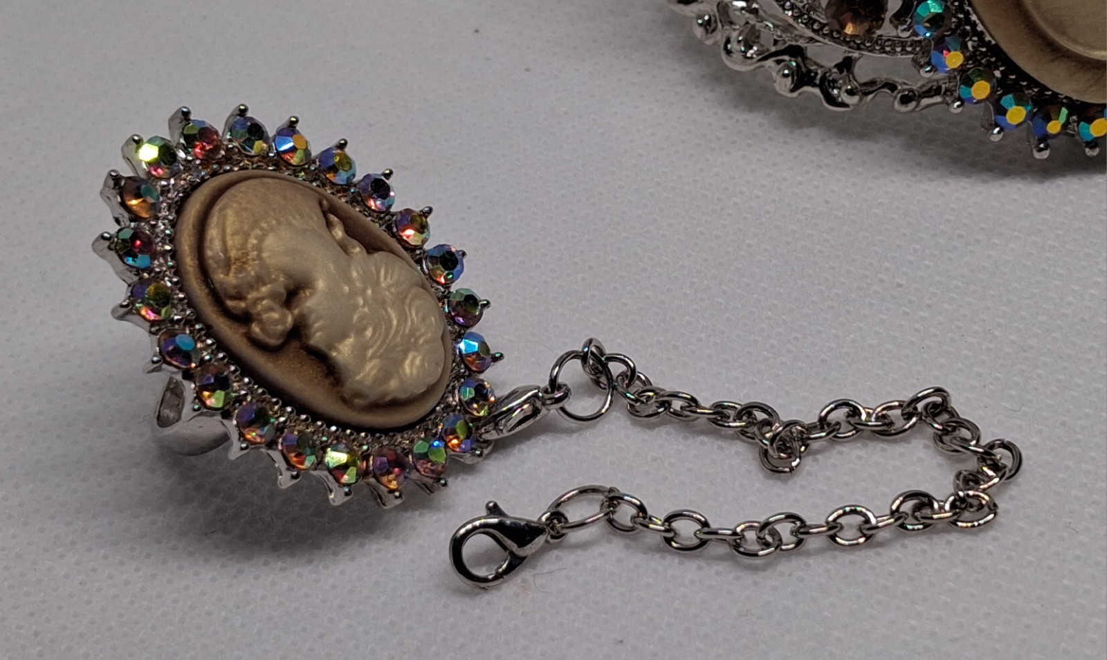 Strada Genoa Cameo Bracelet Watches & Matching Rings Lot Of 2 Vintage
