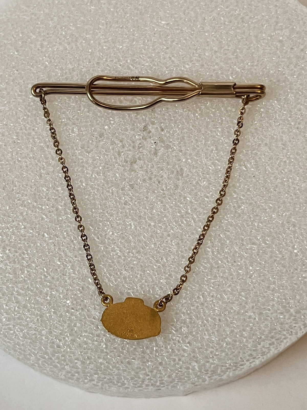 12k GF Gates Corporation Denver CO Tie Clasp, 10K Gold Medallion 15 Year Award