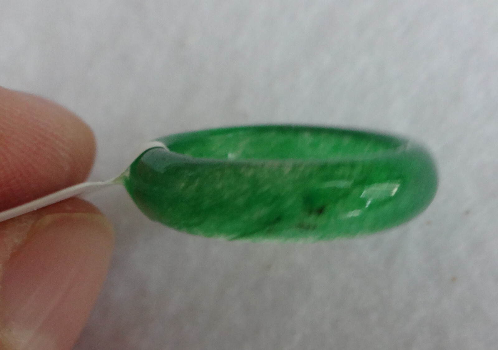Chinese Natural Grade A Translusent Apple Green Jade Nephrite Ring Size 9