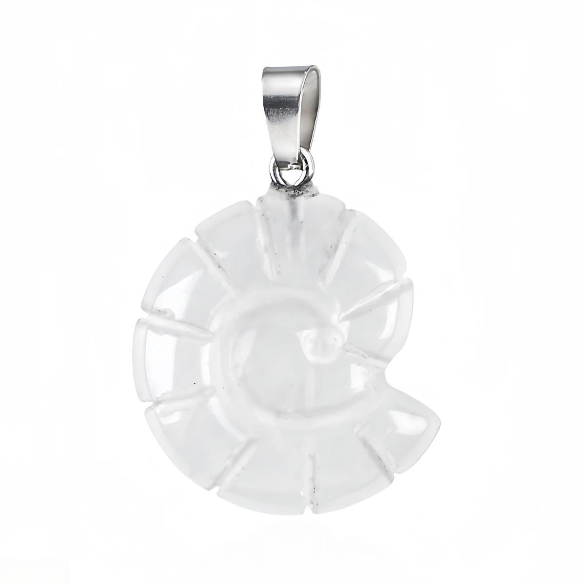 5PCS Carved Gemstone Conch Shell Pendant 25mm Crystal Ammonite Fossil Charms