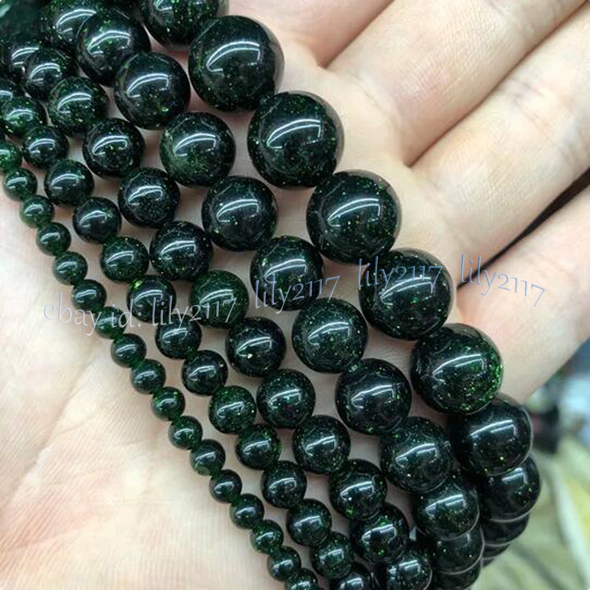 Natural Blue Gold Green Sandstone Round Gemstone Loose Beads Jewelry Making 15”