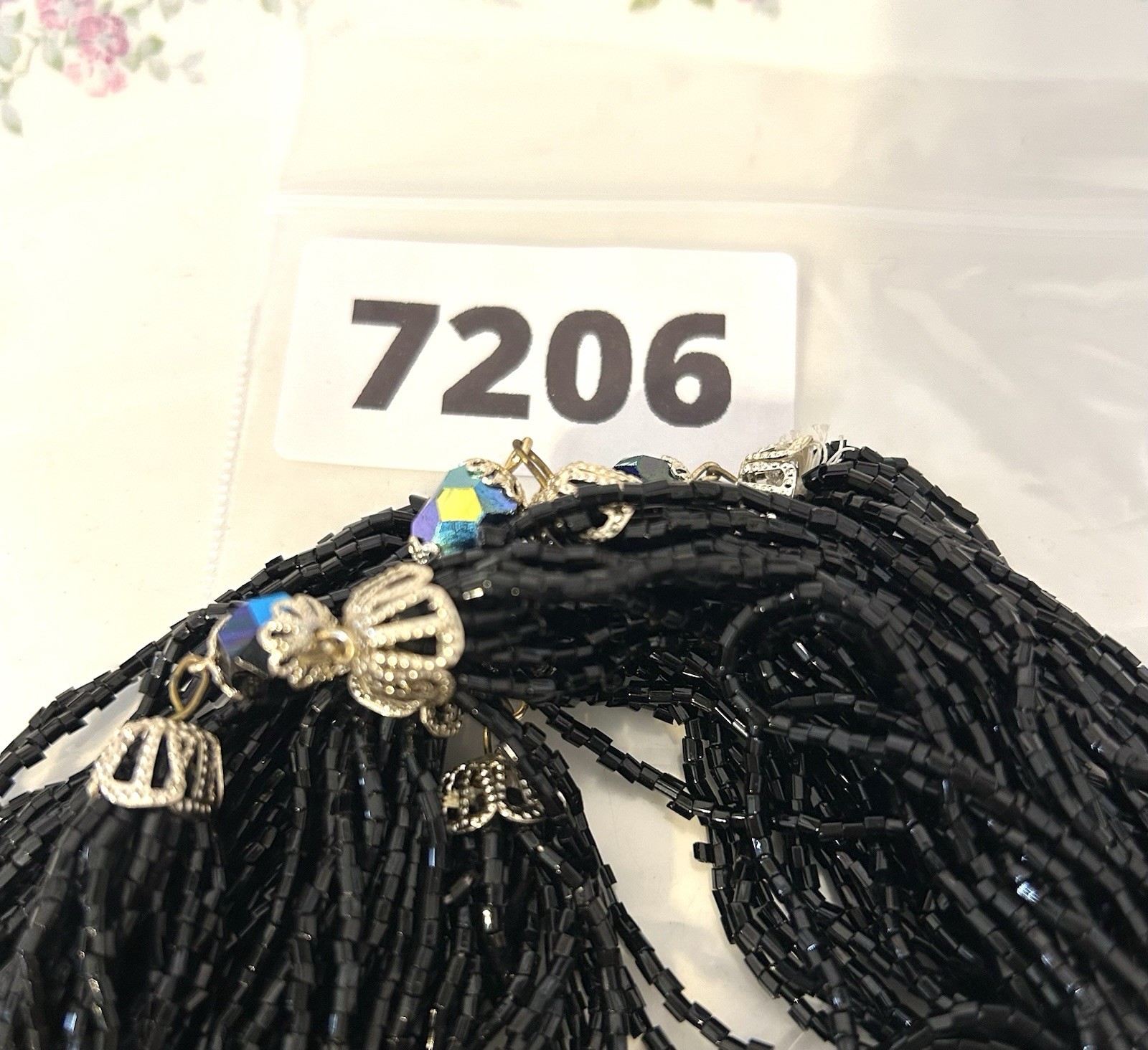 Vintage Glass Necklace Multi Tassel Japan Opera Sautoir Art Deco Revival 36”