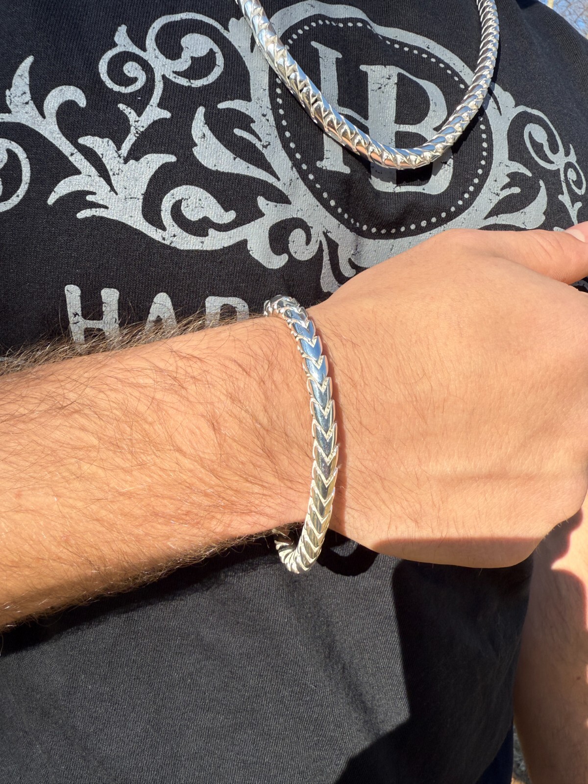 Real 925 Sterling Silver Round Franco Bracelet 5-7mm Handmade W. Box Clasp ITALY