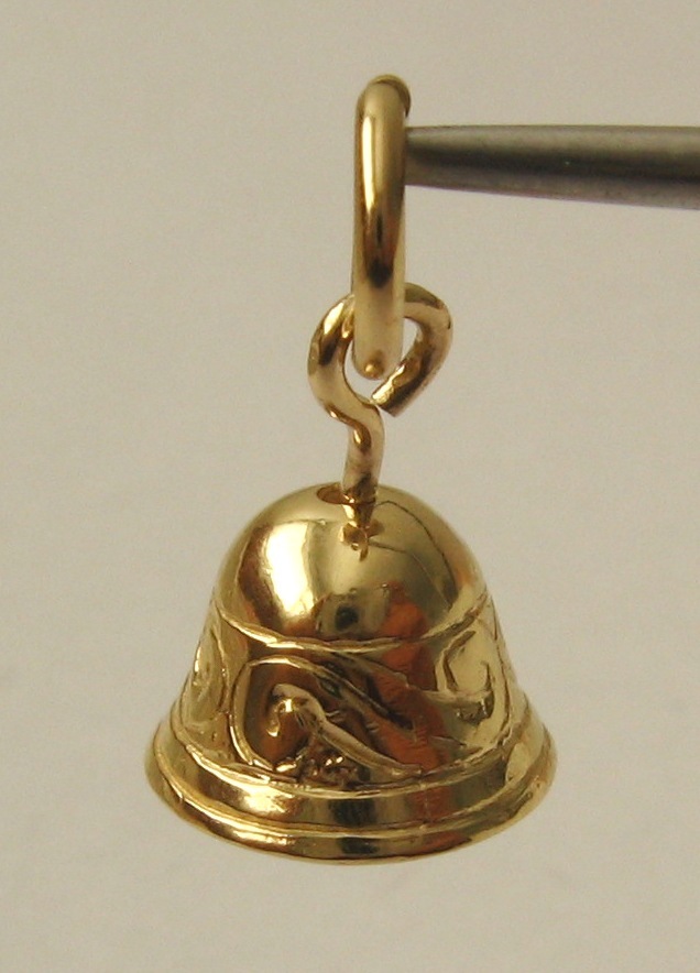 GENUINE SOLID 9K 9ct YELLOW GOLD 3D BELL WEDDING GIFT CHARM PENDANT RRP $349
