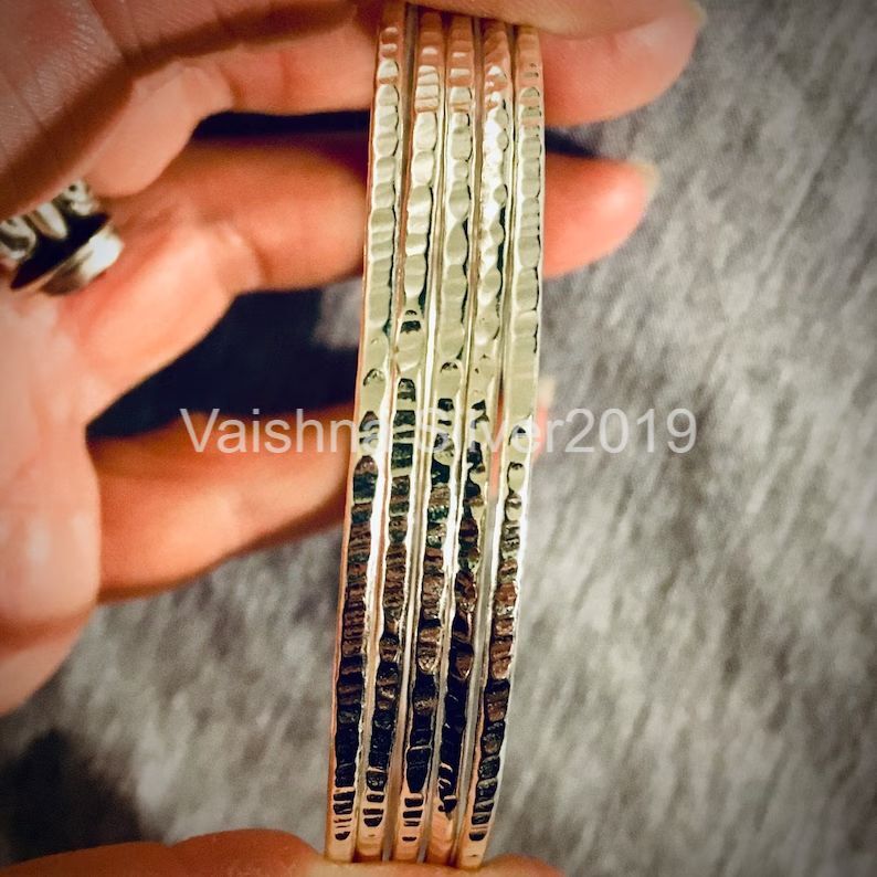 5 PCs. Sterling Silver bangles Set, Stacking bangle 925 Sterling bracelet CP6
