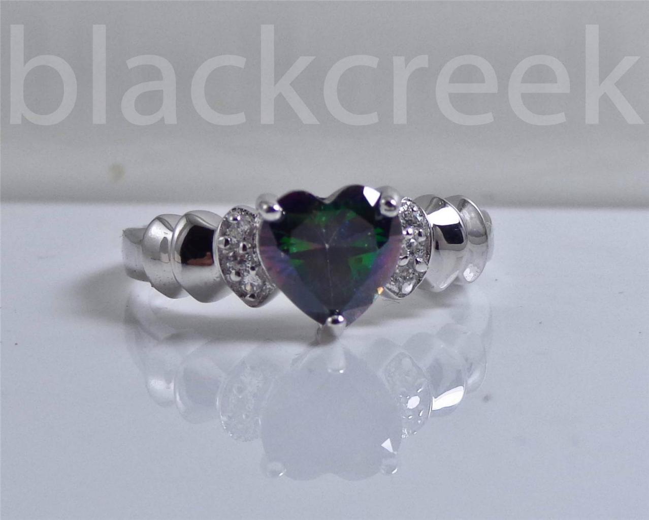 1.5 cttw Radiant Rainbow Topaz Heart 925 Sterling Silver Promise Ring Size 7