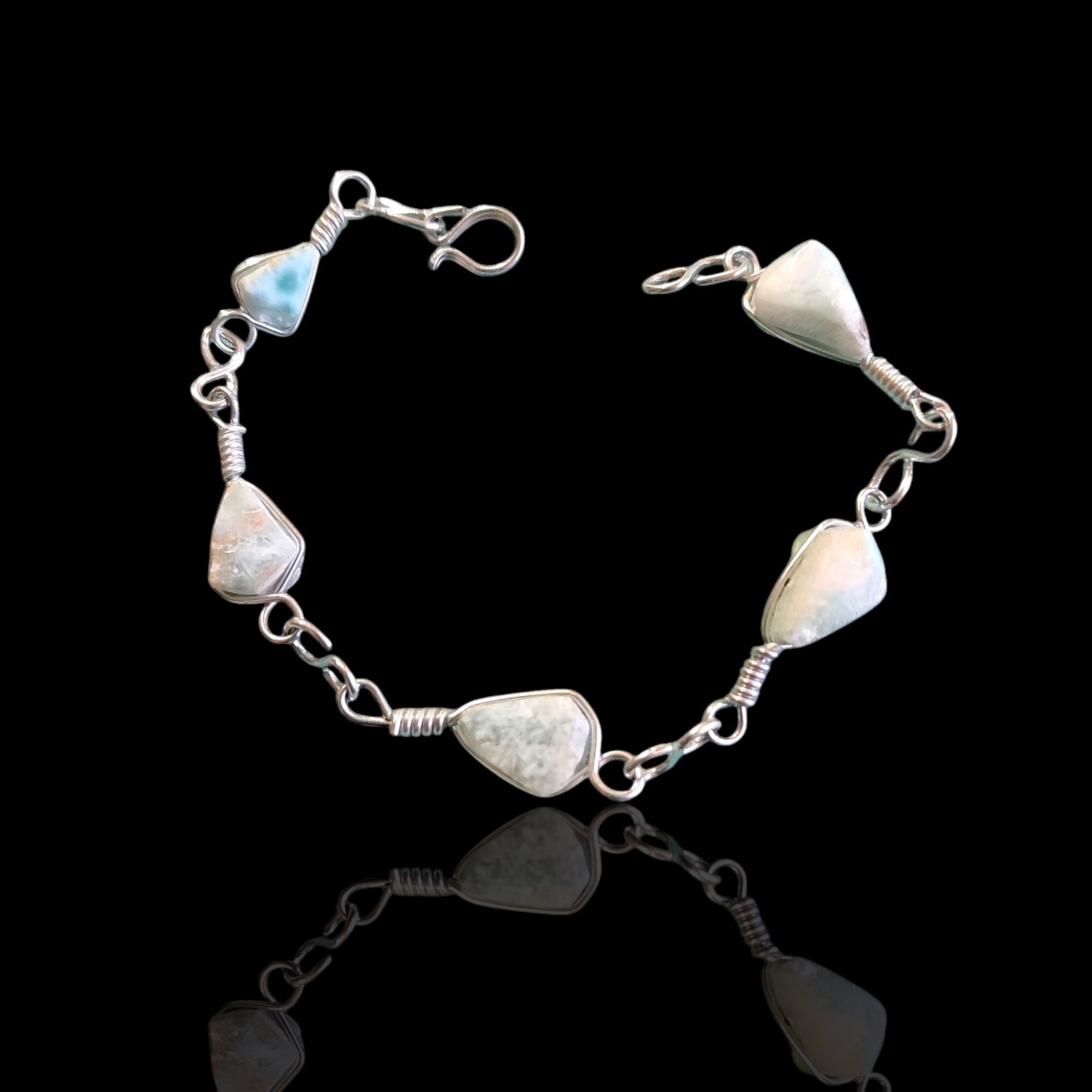 6in Wire Wrap Chain Blue Amazonite Stone Bracelet