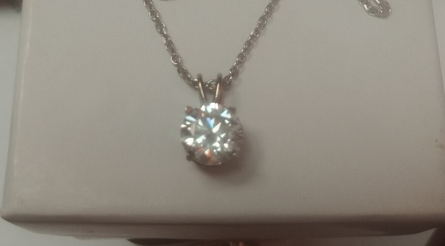 10K Solid White Gold 8mm 2ct Diam. Size Moissanite Pendant Only! $399.