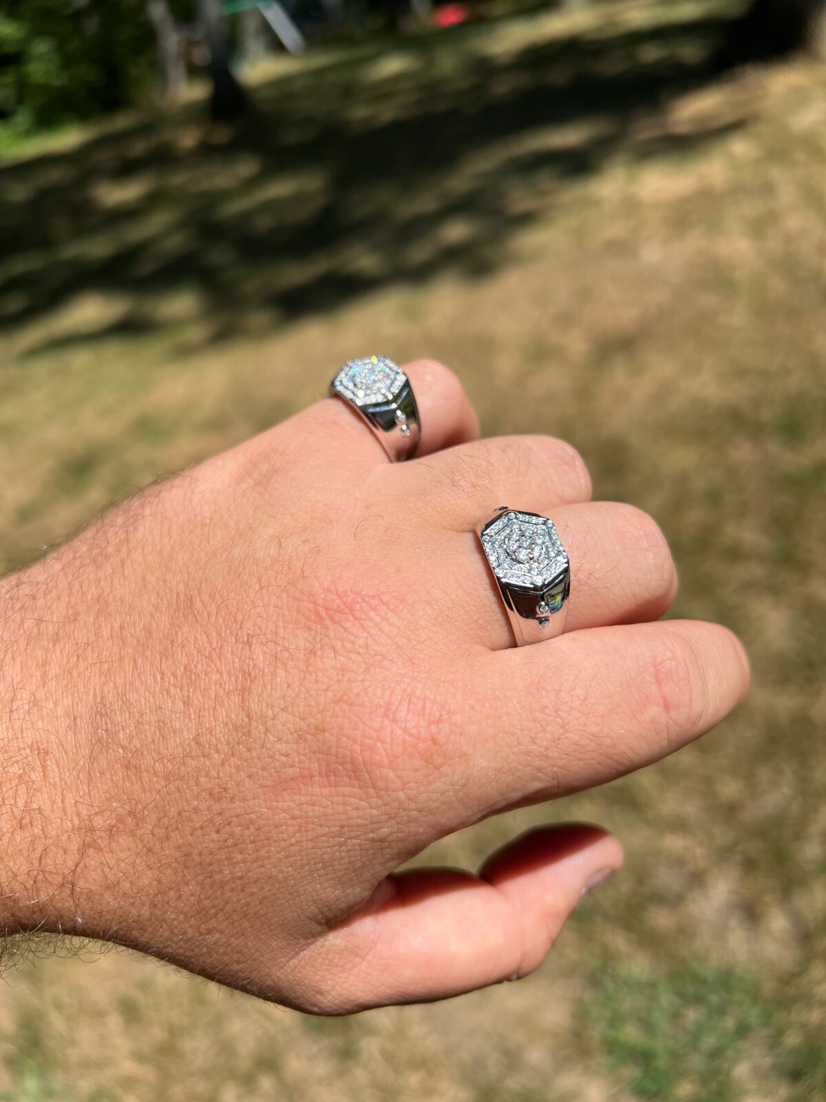 Mens 925 Silver Hip Hop Iced Moissanite Pinky Ring REAL Stone Passes Test GRA