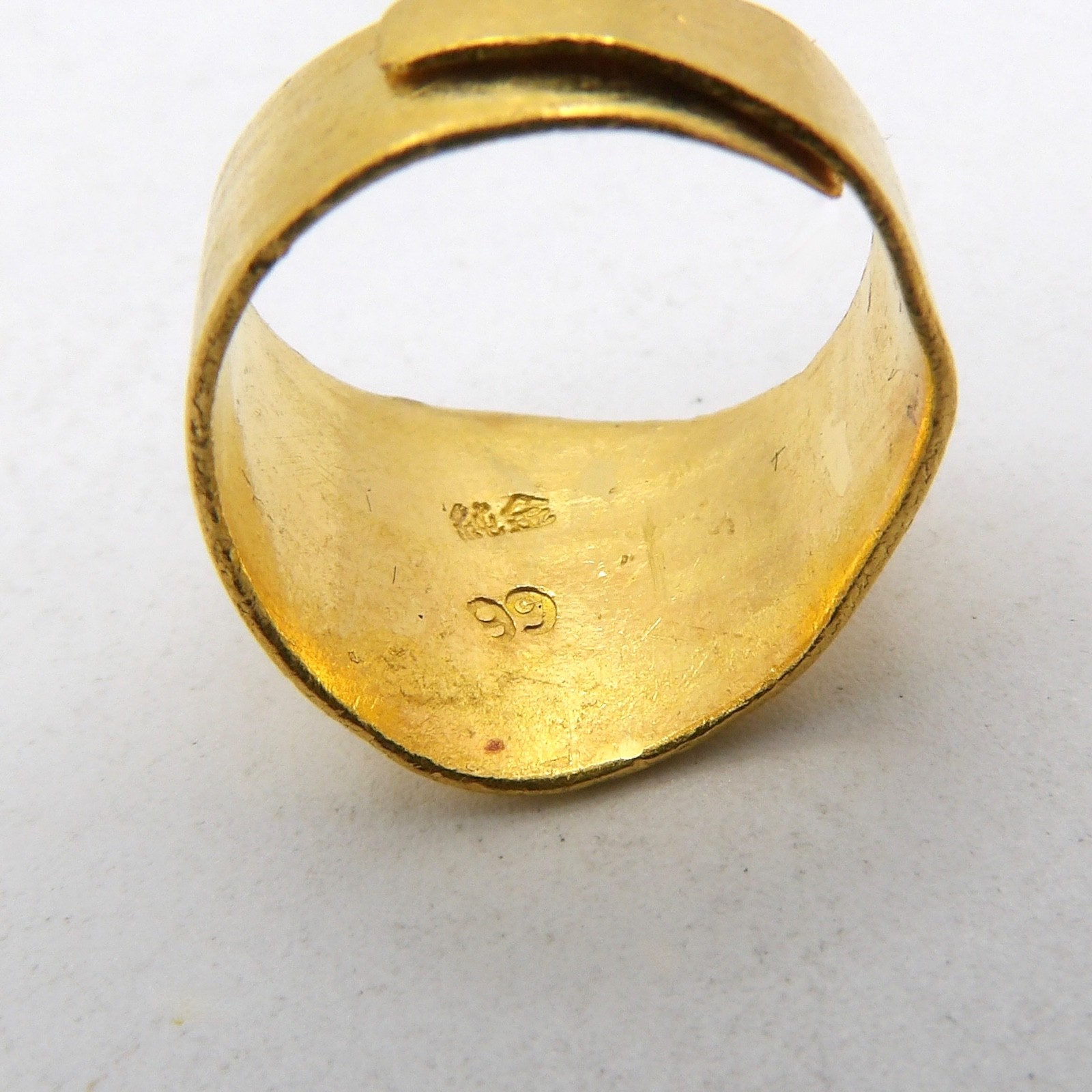 Solid 24k Gold 999 Baby Child Ring Adjusts Size 1 to 6 Cigar Band Setting