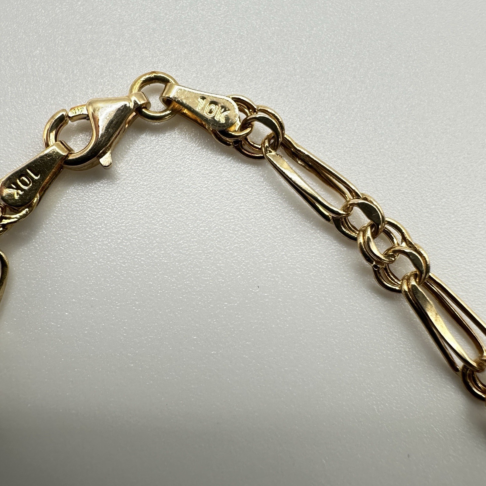 10K Solid Yellow Gold 7.5” Figaro Link Bracelet RL Peru 1.23g