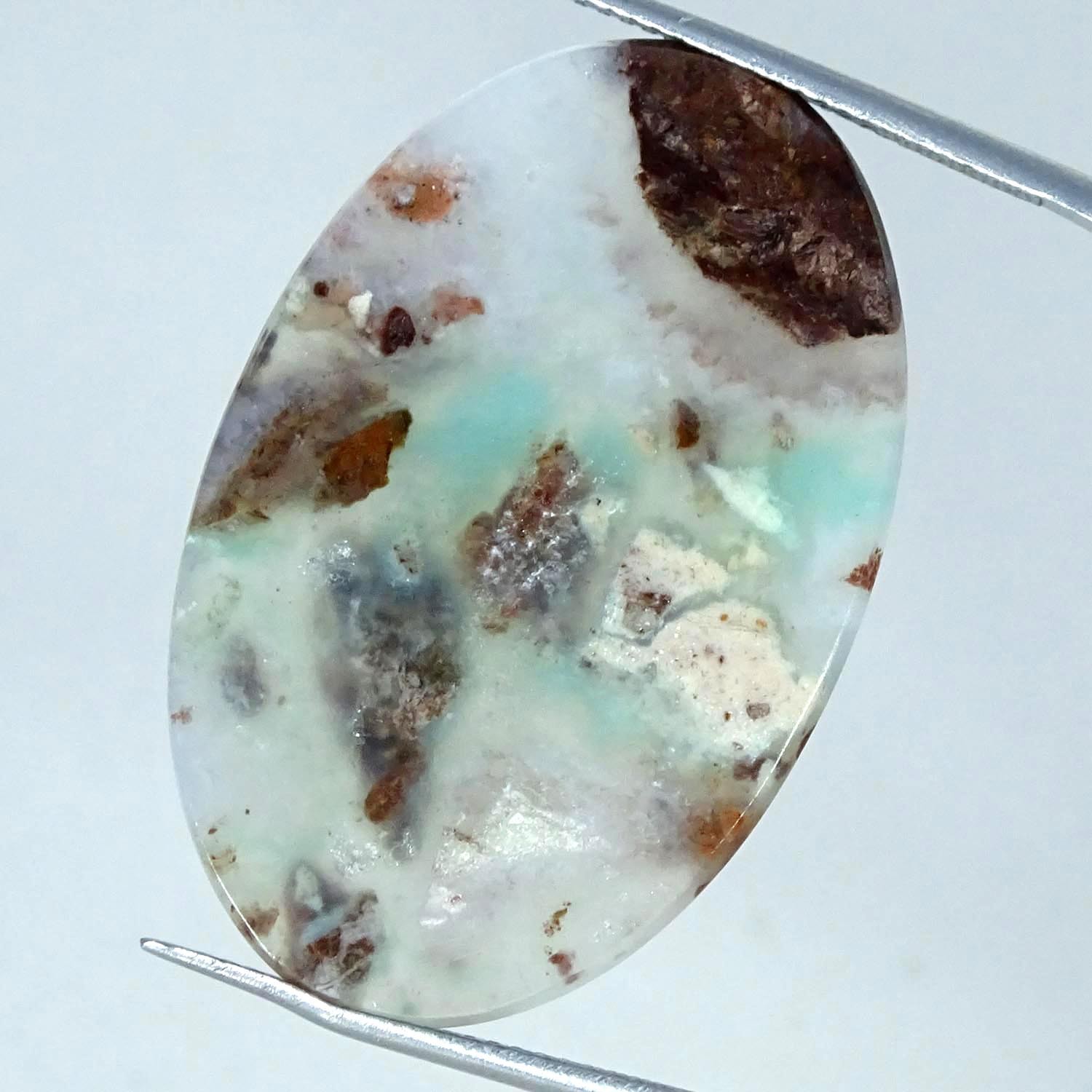 23.10Cts RARE Natural Aqua Chalcedony Oval Cabochon Gemstone 22X34X4MM