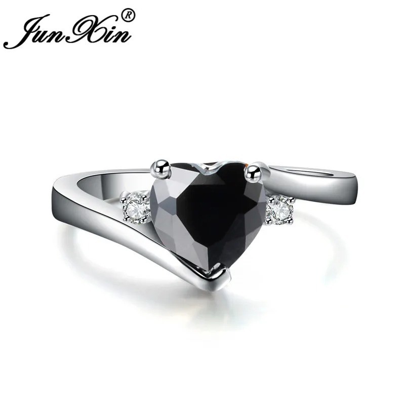 Elegant Heart Silver Filled Women Wedding Ring Birthstone Ring Sz 6-11