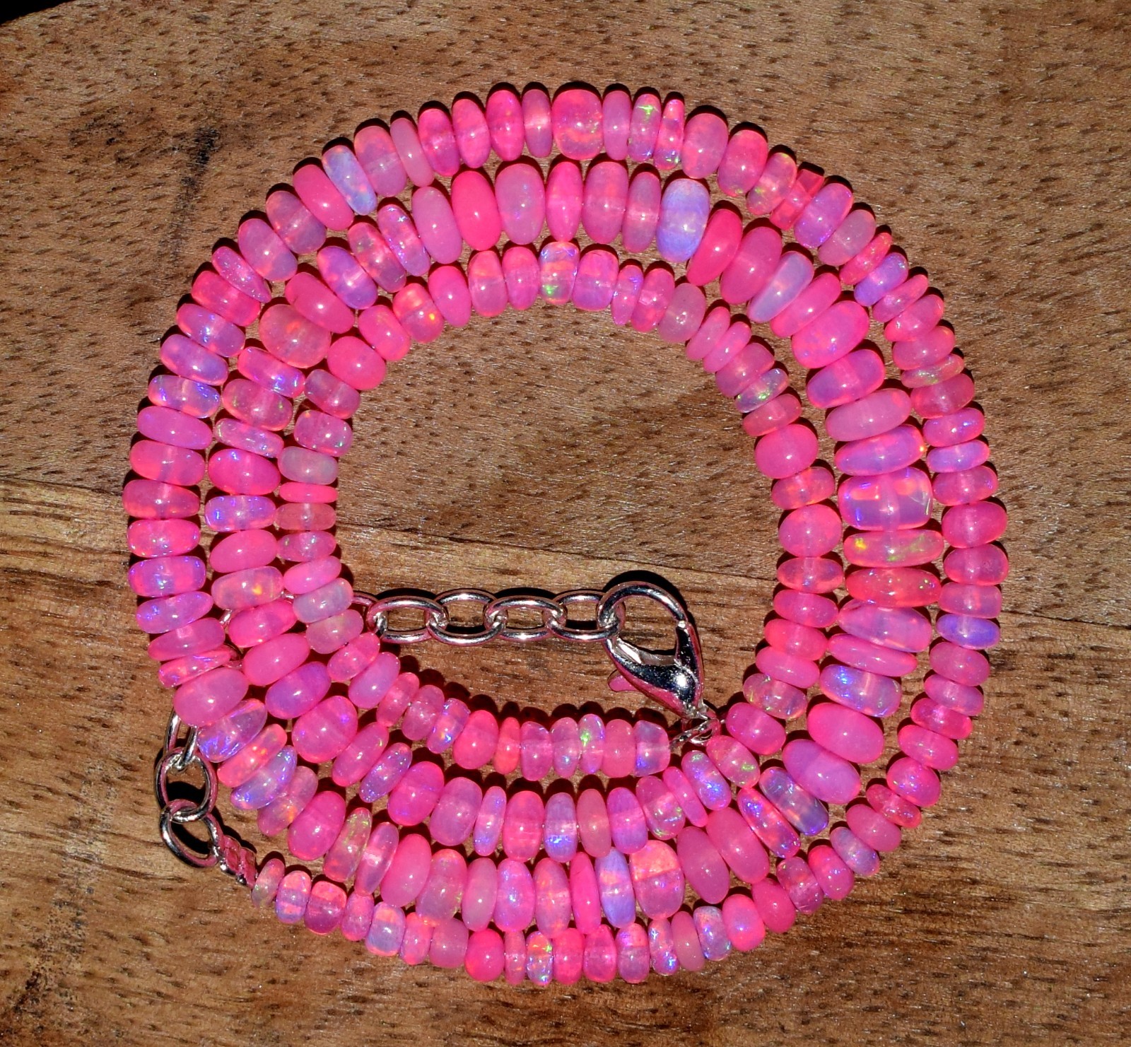 16″Natural Ethiopian Opal Wello Fire Opal Gemstone Beads Necklace