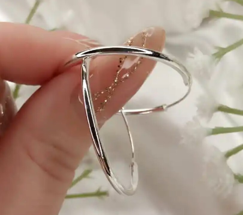 925 GENUINE SILVER *** 1 Pair Thin Hoop Earrings 30mm Dia