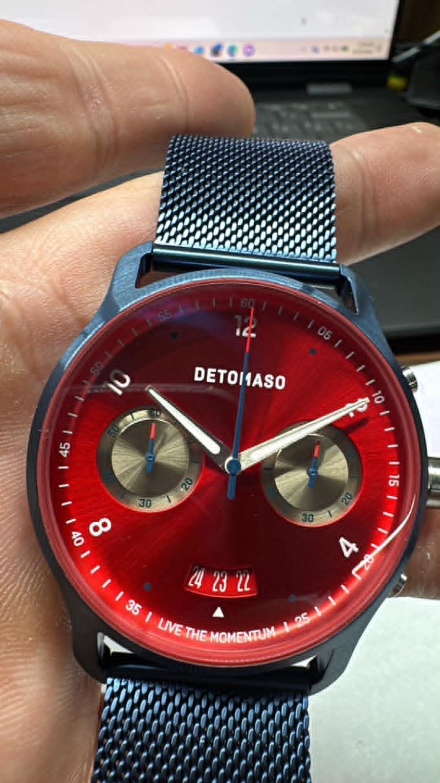 New Mens 42mm Detomaso Blue Metallic case & mesh watch D02-43 G2306 (A40)