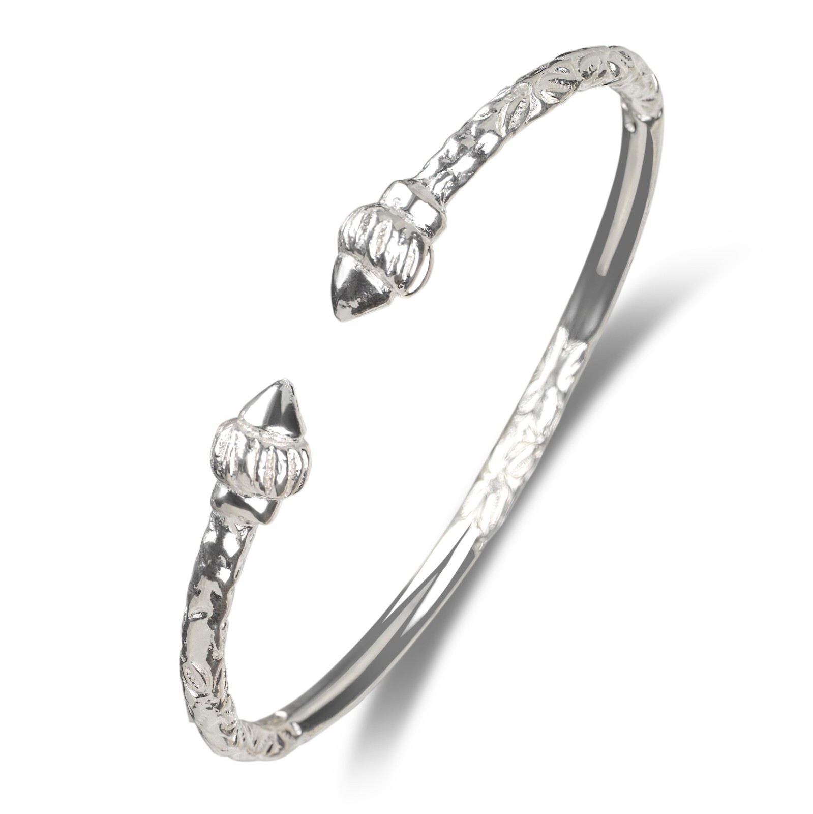 Ridged Arrow Taj Mahal .925 Sterling Silver West Indian Bangle, 1 piece