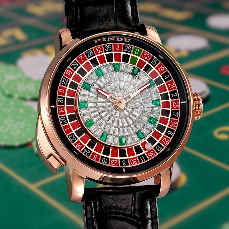 2024 PINDU Men’s Automatic Waterproof Roulette Button Dress Watch