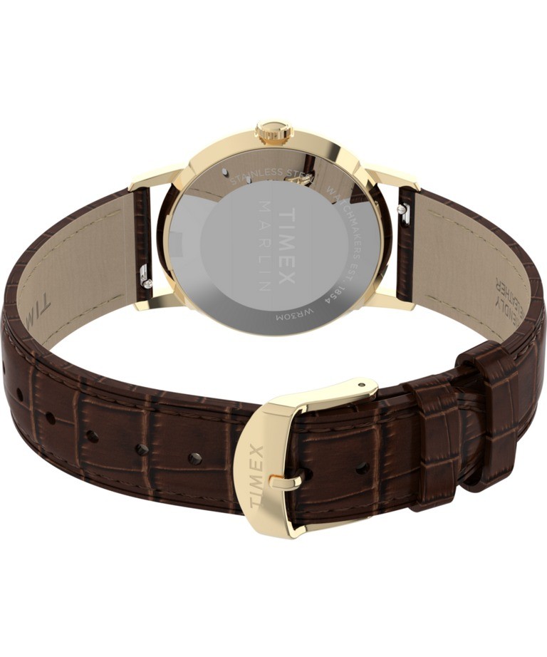 Mens Wristwatch TIMEX MARLIN TW2Y37800 Leather Brown Golden Green Vintage