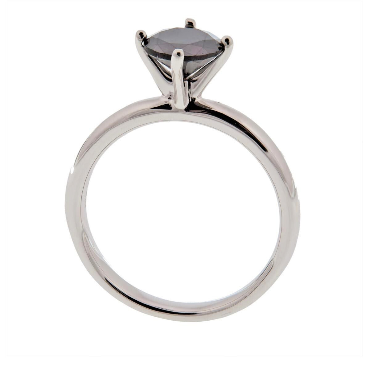 1ctw Natural Black Diamond Solitaire Ring in Sterling Silver Size 7, Womens New