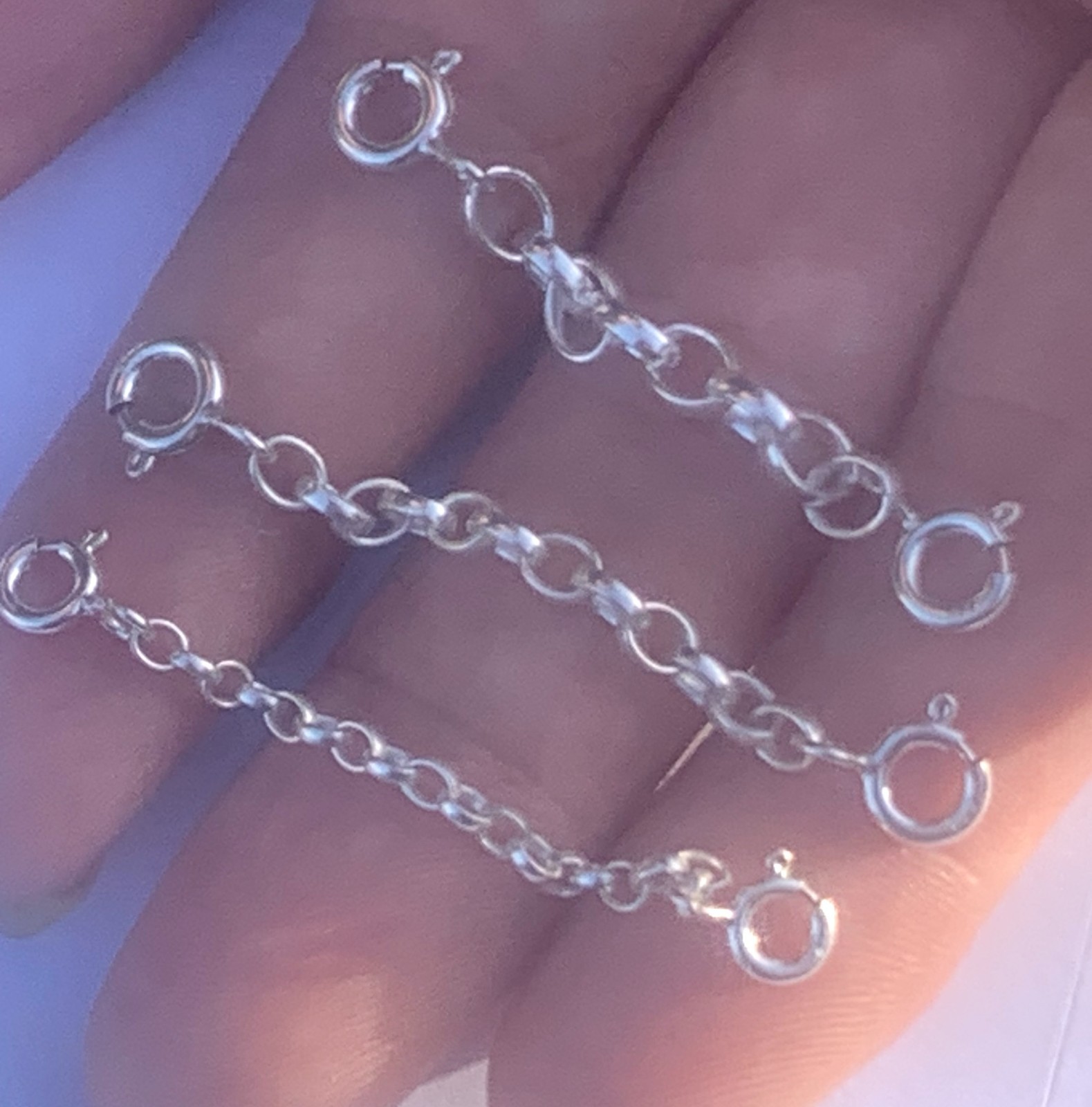 Sterling Silver Strong Belcher Necklace Extender Safety Chain 1″ to 6″ inches