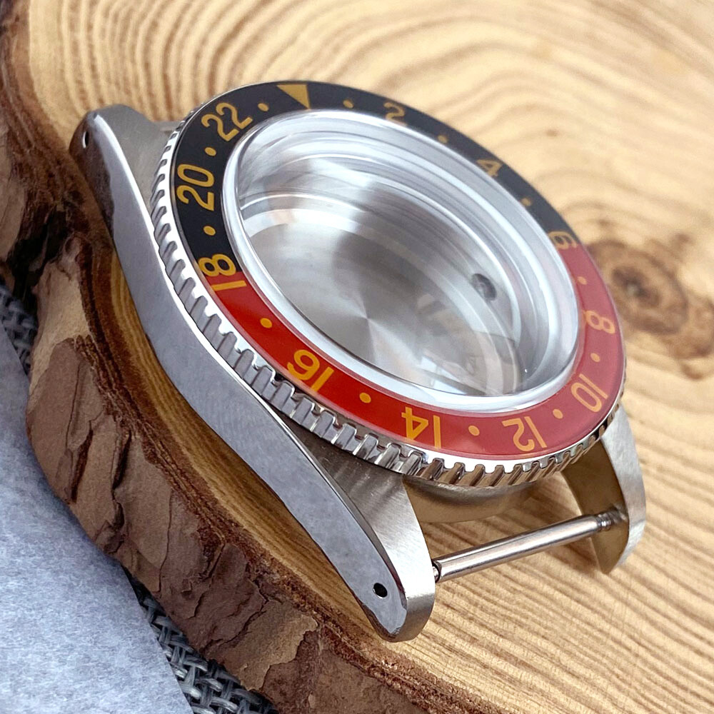 38mm Stainless Steel Brushed 200M Diver Watch Case Fit NH34 GMT NH35 Sapphire