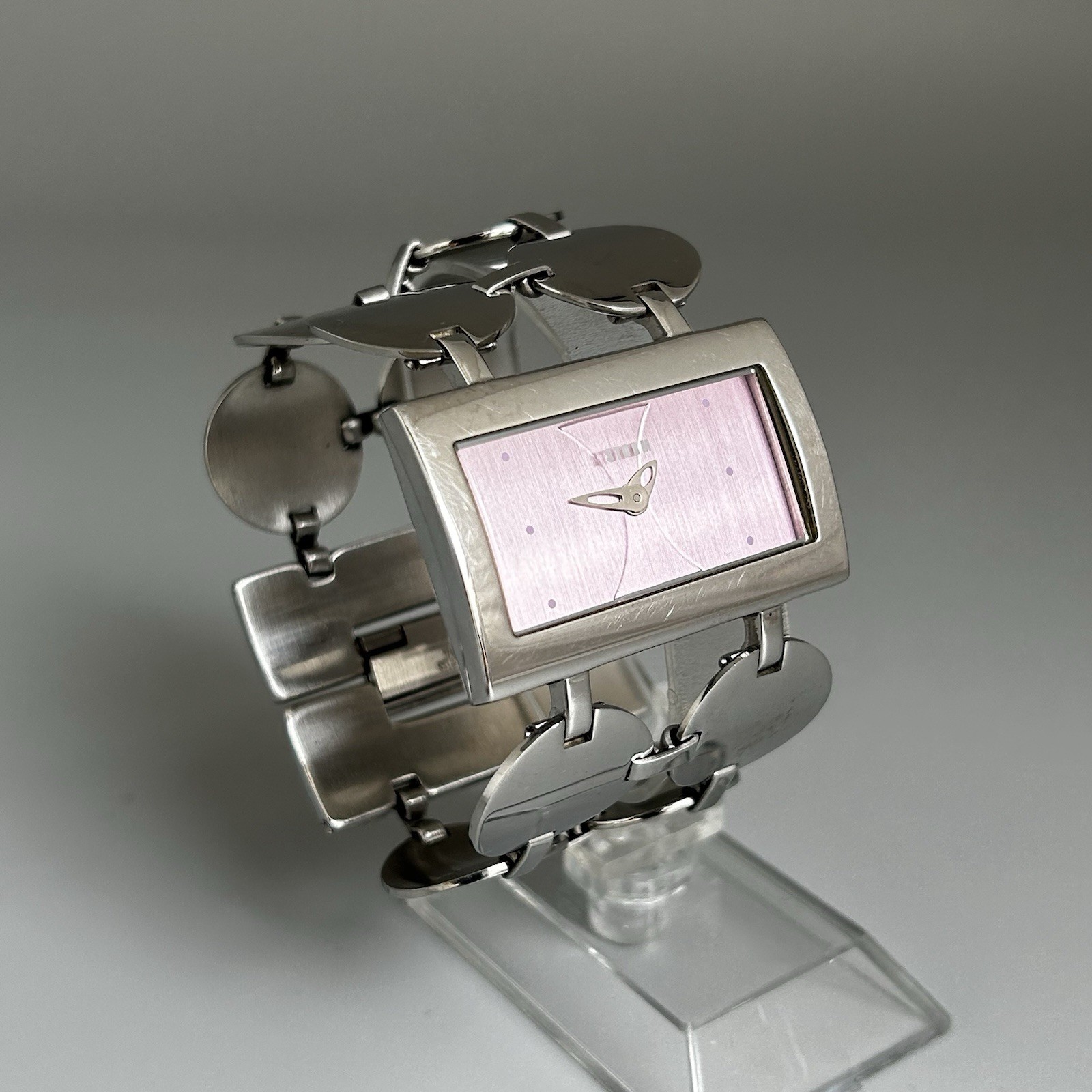Storm Womens Watch Angel Silver S.Steel Rectangle Purple Dial Quartz New Battery