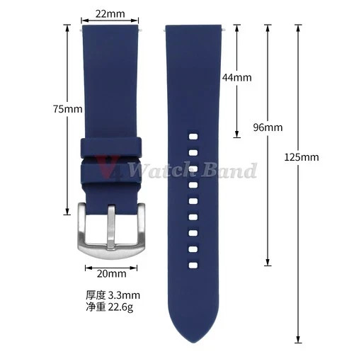 Universal Silicone Watch Band 18mm 20mm 22mm 24mm Quick Release Rubber Strap