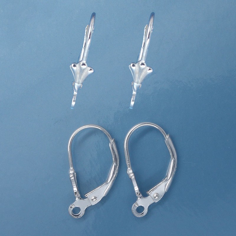 4 Sterling Silver Shell Leverback Ear Wire Earrings (Open Loop) 16.5mm #33527