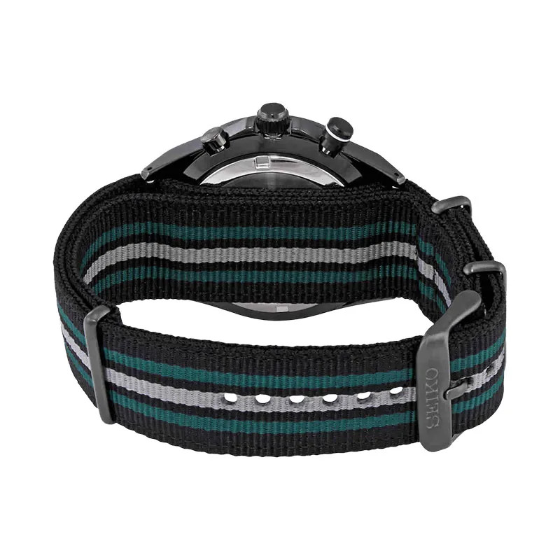 SSB411P1 Seiko Chronograph Discover More Green Dial Multi Color Nylon Strap