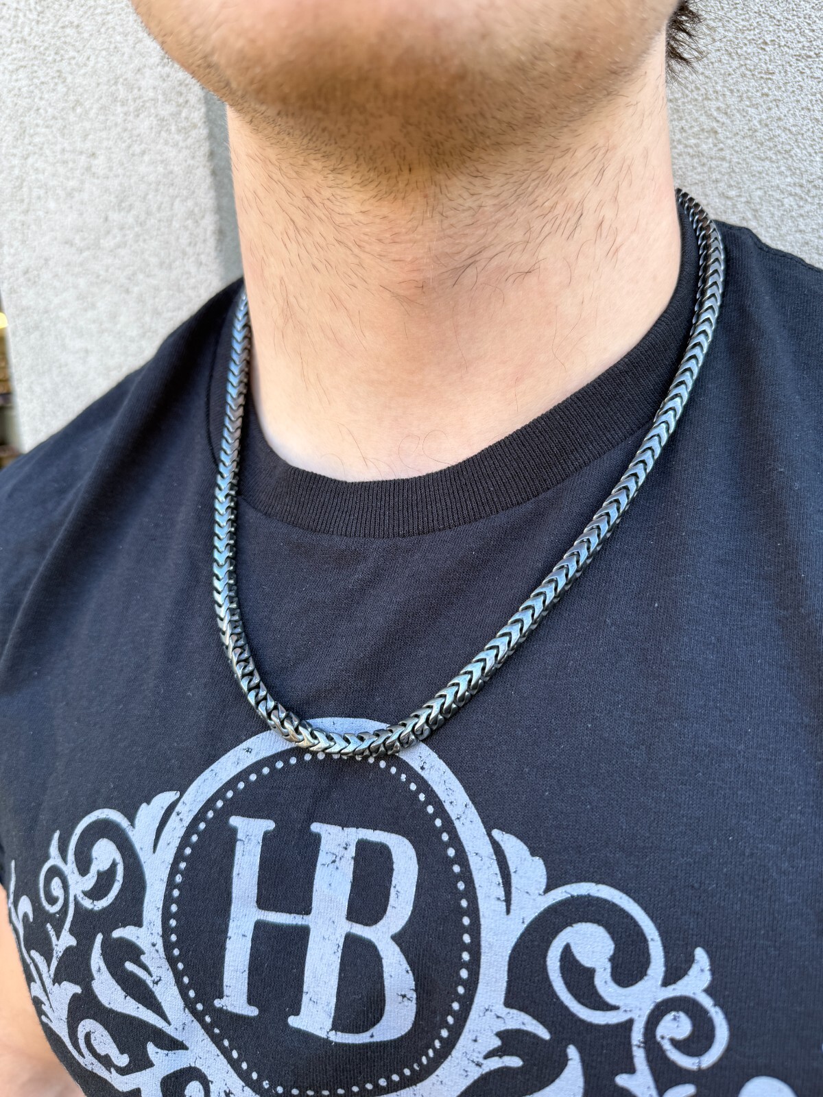 Handmade Franco Chain Necklace Black Rhodium Over Real 925 Silver Box Lock 6mm