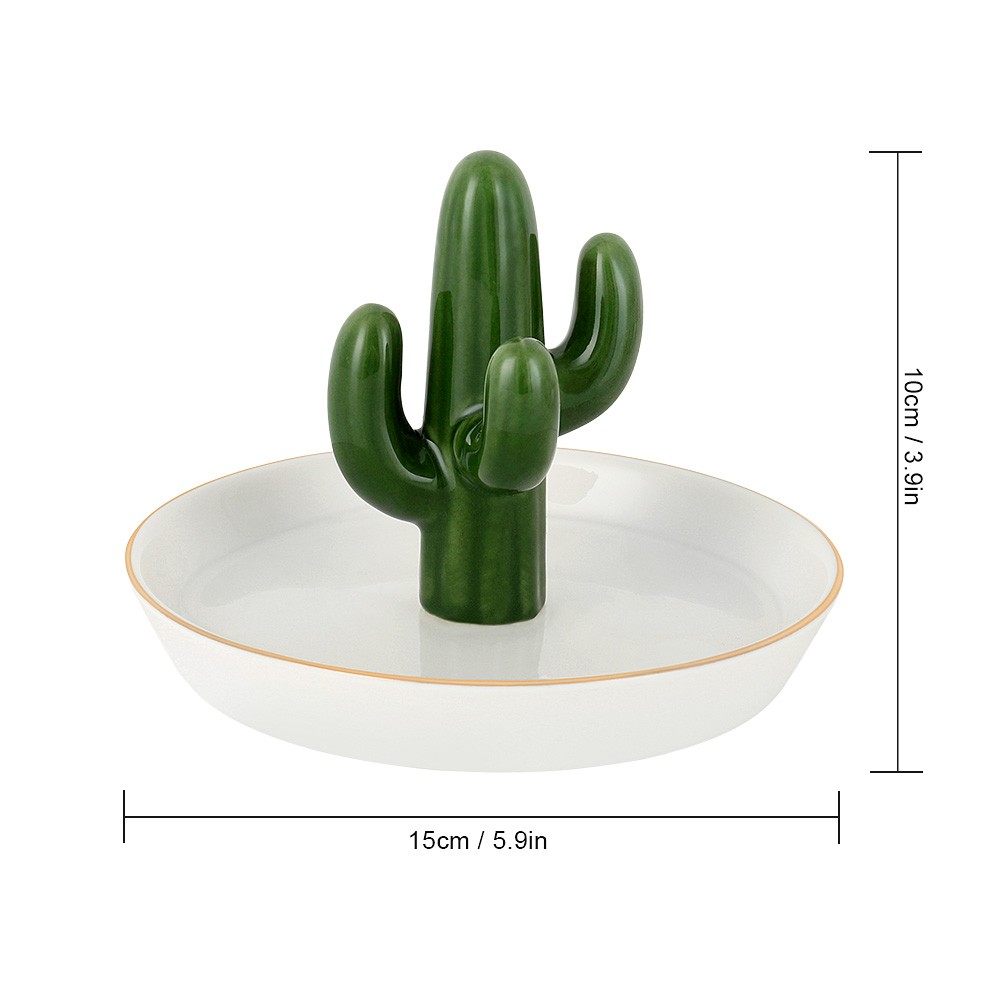 Ceramic Cactus Jewelry Tray Cute Ring Holder Dish Key Tray Jewelry Plate Trinket