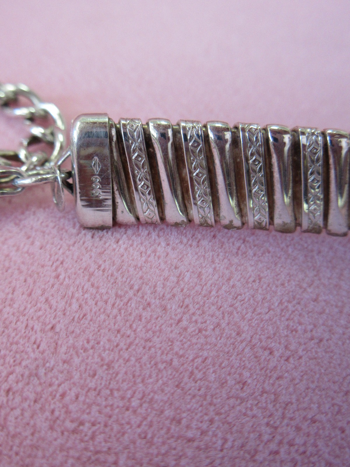 Vtg 999 Etched Fine Silver 10.6mm Omega Chain Necklace 17″+3″ Extender 52.76 G