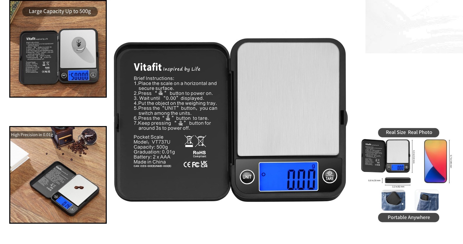 From Kitchen to Lab: 500g Precision Digital Pocket Scale with Easy Tare Function
