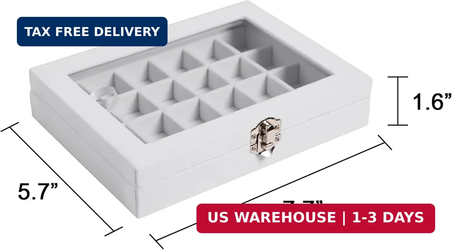24 Grid Earring Organizer,Small Velvet Jewelry Tray with Lid | Portable Jewelry