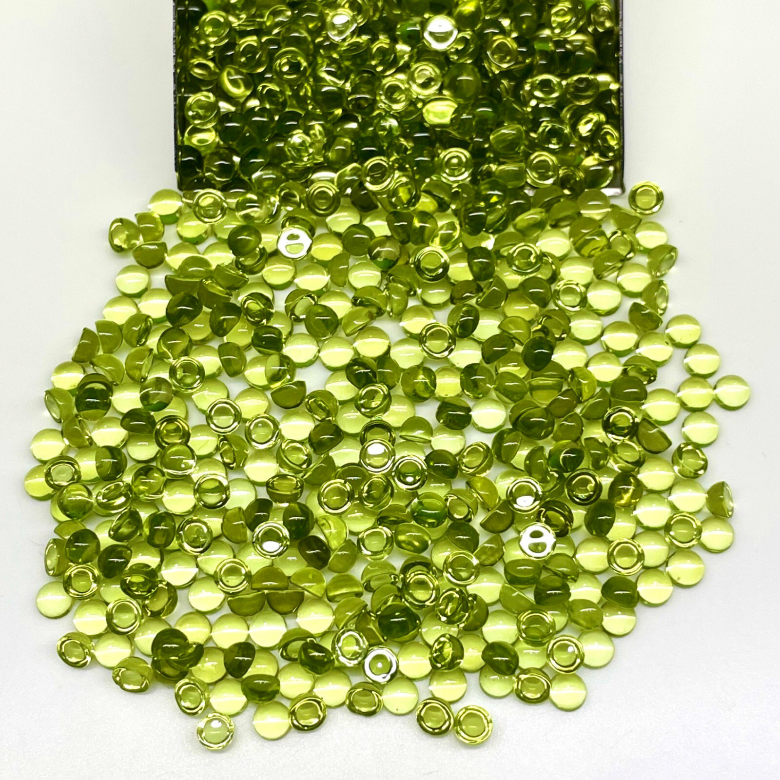 200 Pcs Natural Peridot 3mm Round Cabochon Loose Untreated Gemstones Lot