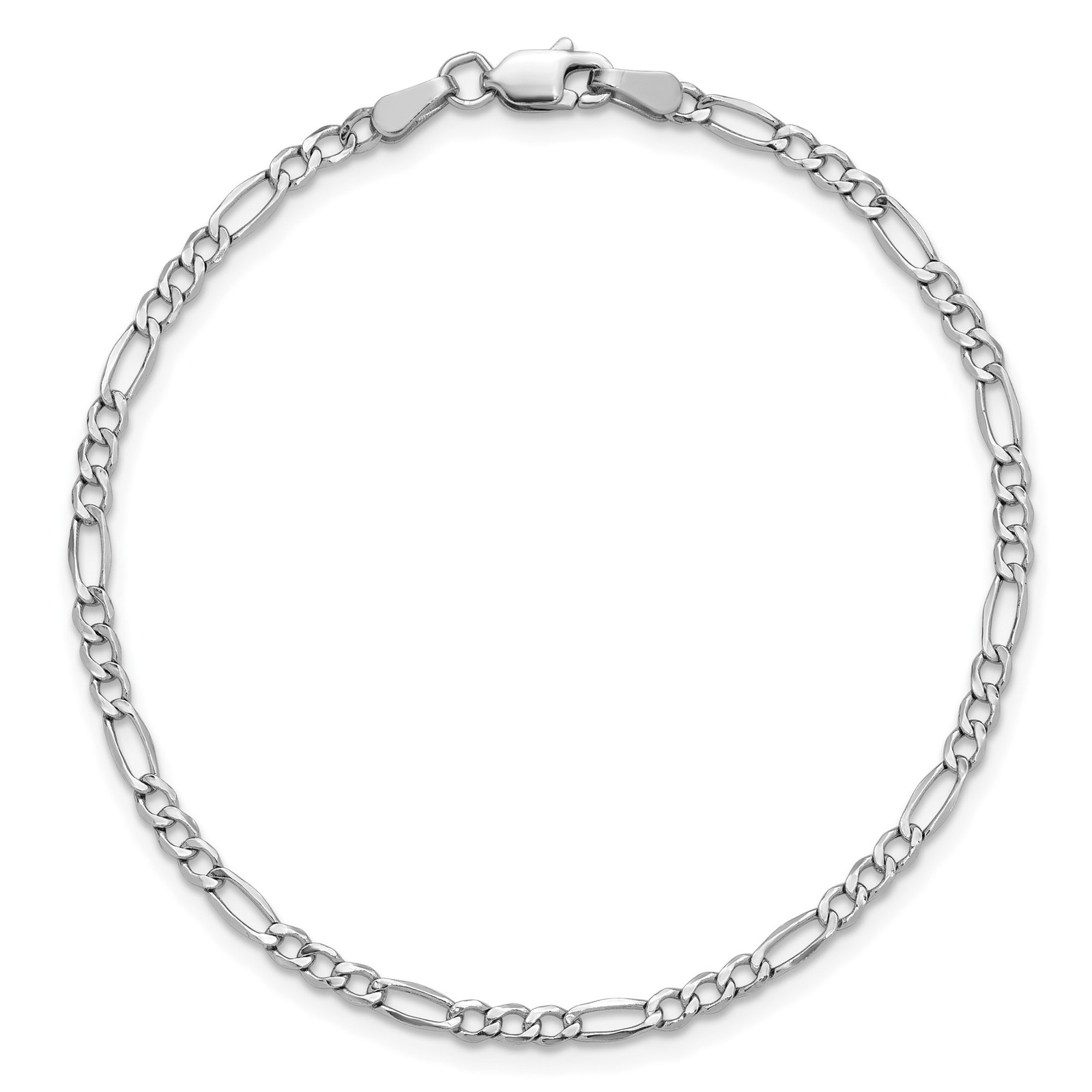 14K White Gold 2.5-5.75mm Figaro Chain Necklace 7-8 Inch Mens Womens