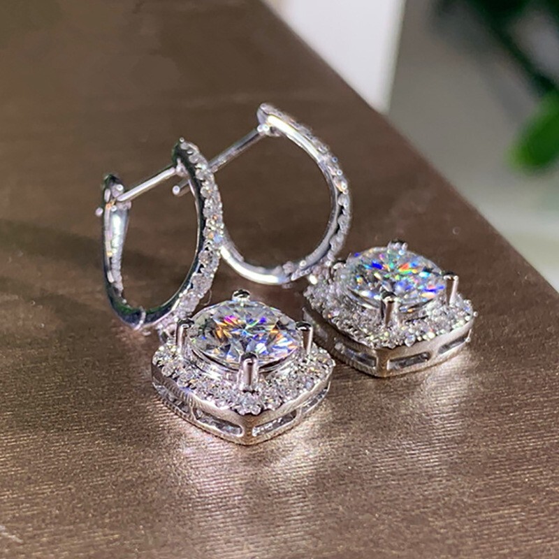 3 Colors Womens 14K Gold Plated Sparkling Iced CZ Huggie Earrings Drop Dangle