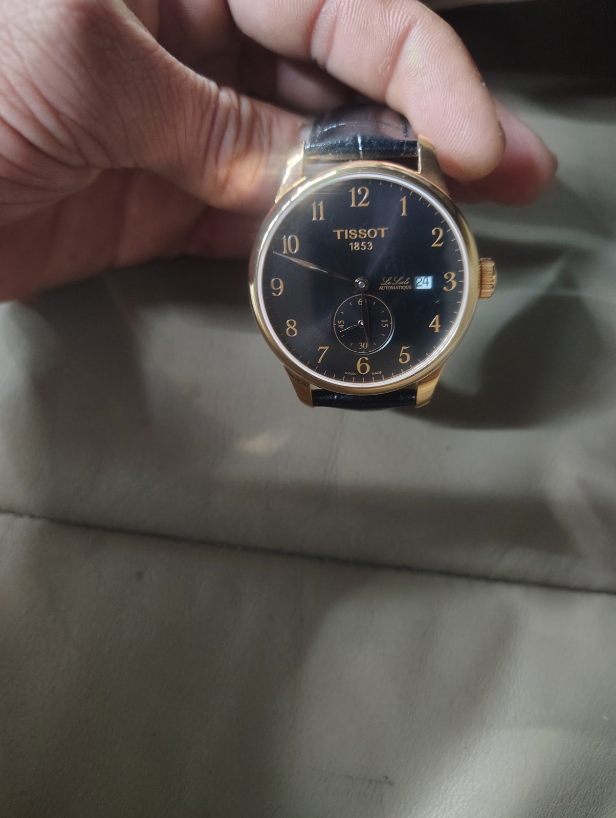 Tissot Le Locle Automatic Men’s Watch Black Dial Date RoseGold Case Leather Band